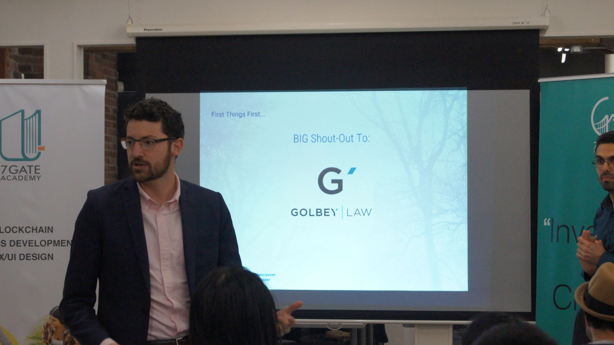 Justin gives an introduction about Golbey Law and wishes everyone good luck.